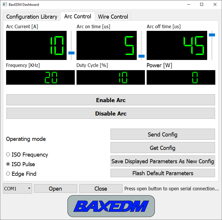 BX17 dashboard arc control screen